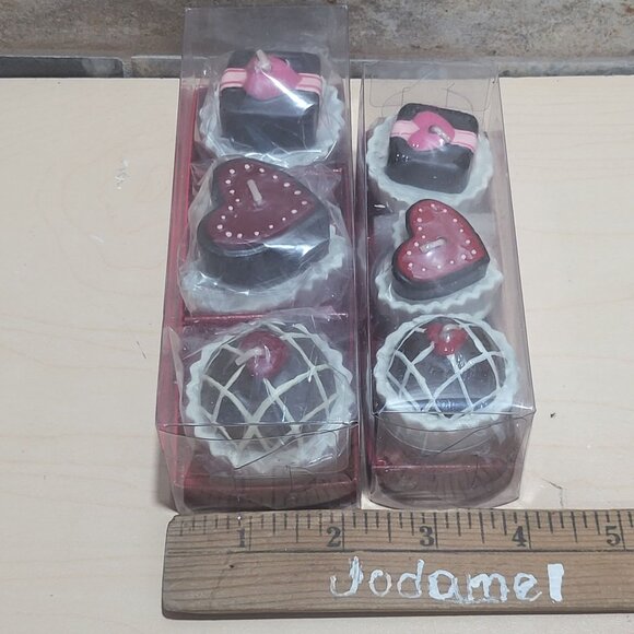 Decorative Truffles Heart Shaped Candy Chocolate Candle Gift Set Set of 2 - Picture 8 of 8